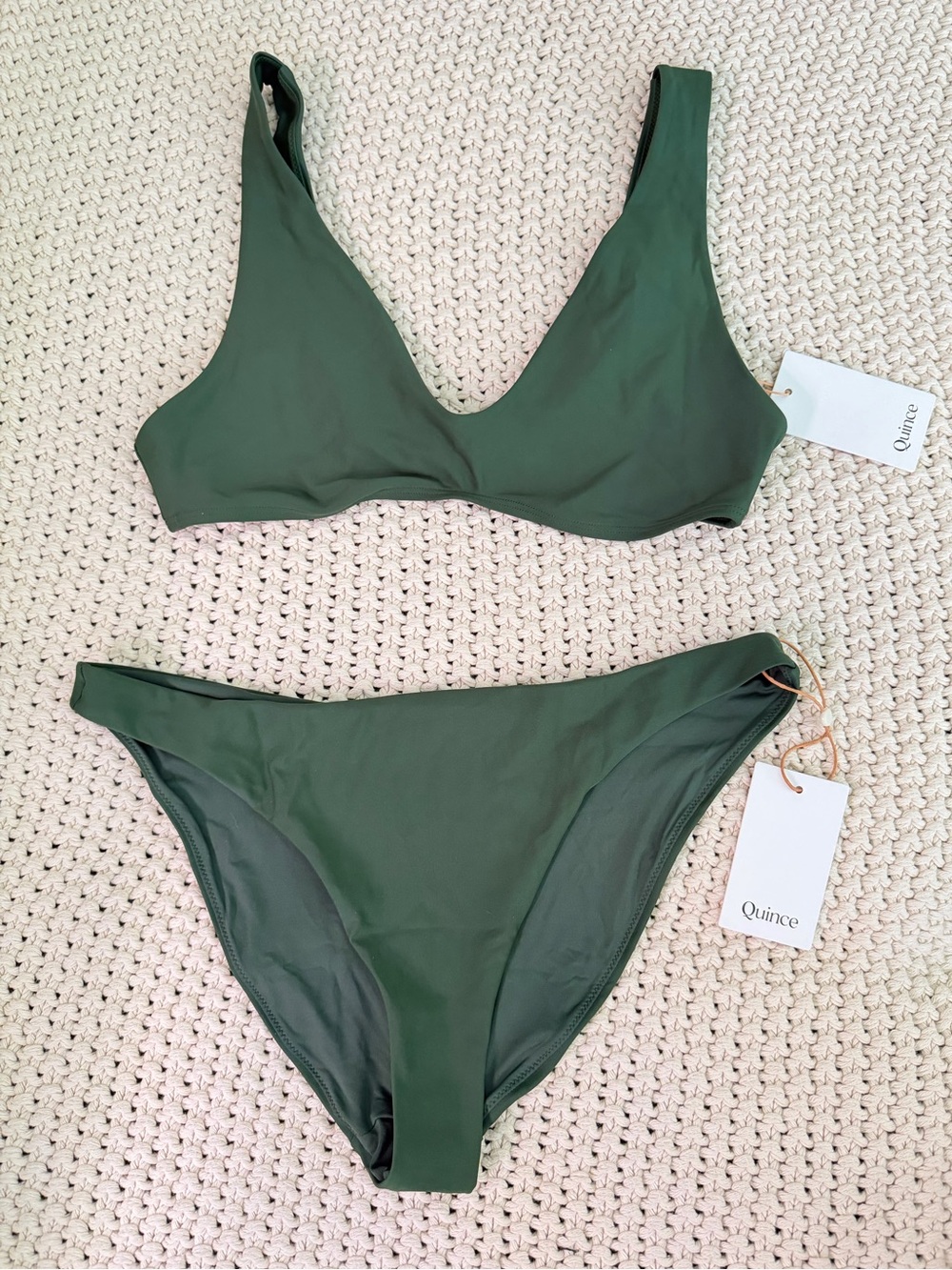 Quince — Italian Plunge Bikini Top & Italian Low-Rise Bikini Bottom